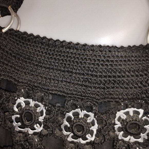 VINTAGE HAND CROCHETED POP TOP TOTE - Picture 9 of 11